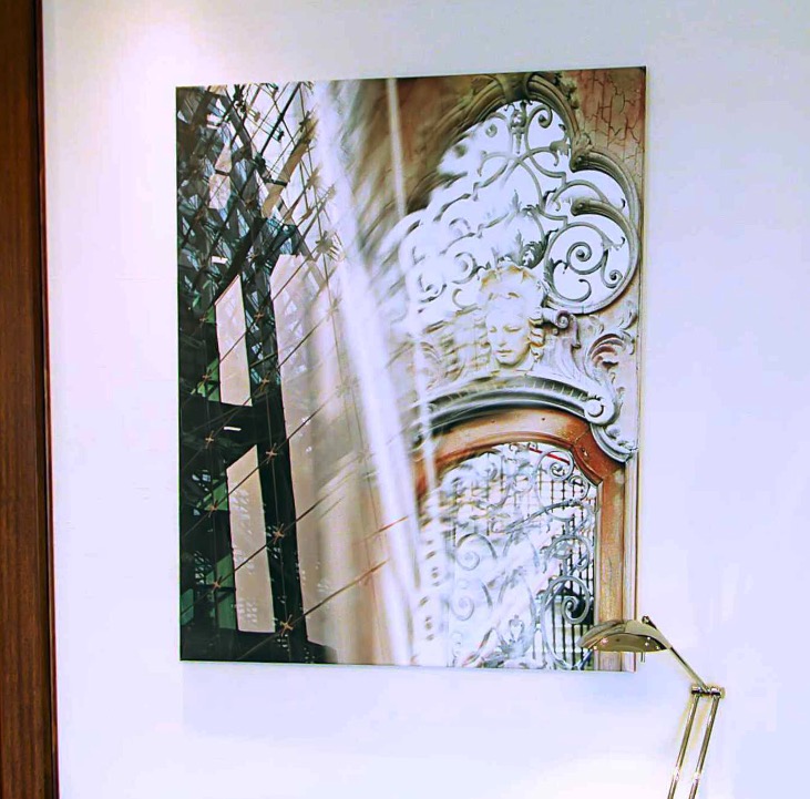 Large-format photo art of a Berlin façade detail